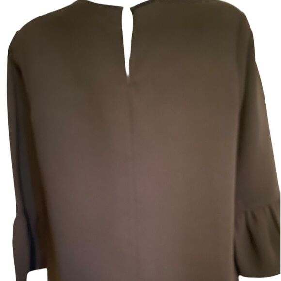 Madewell Black Bell Sleeve Crepe Top with Keyhole Back Sleek and Swingy Top XXS - Picture 8 of 12